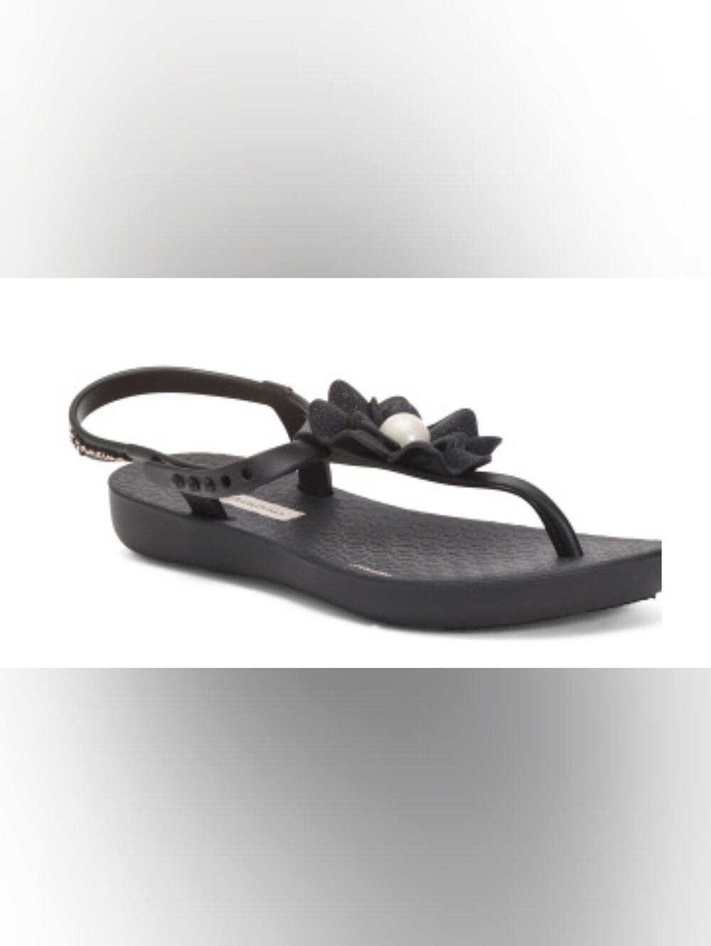 NWT Ipanema Black Floral Pearl Backstrap Sandals- Size 13/1